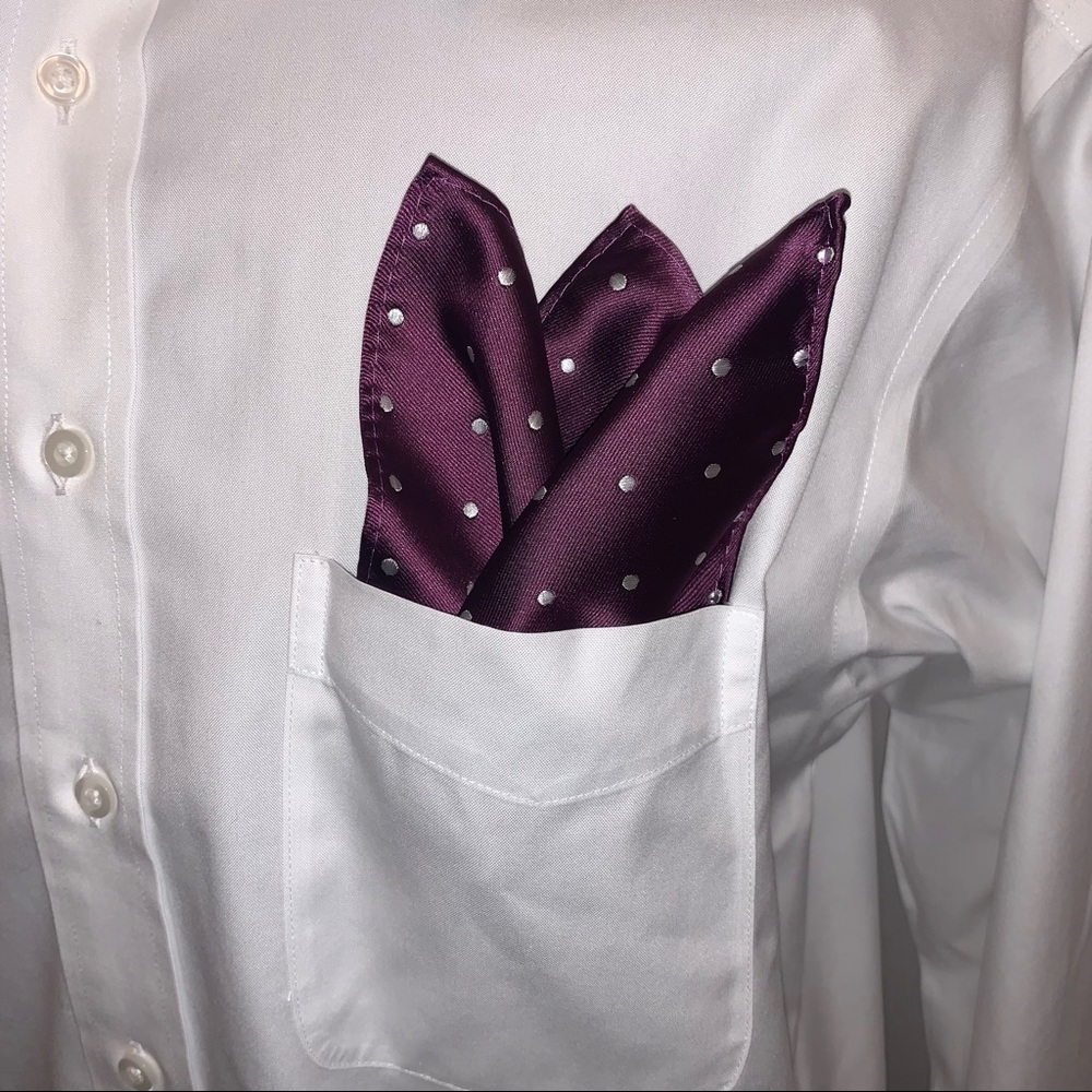 🟡 2/$10 silk purple polka dot pocket square